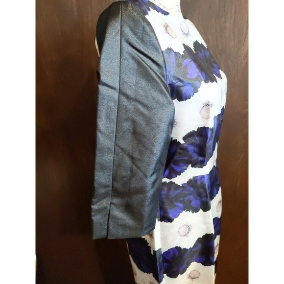 Blue Black Mother bride groom sequin Floral Structured Maxi Dress Size 12 Large - Picture 3 of 7